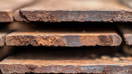 Aufkleber - Closeup Image of Rusty Metal Plates Layered Together Representing Aging Industrial Equipment : Generative AI