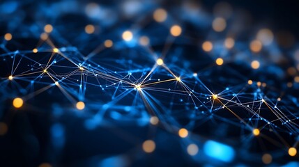 Fototapete - Stunning visual representation of interconnected nodes and lines illustrating a complex data network for digital art : Generative AI