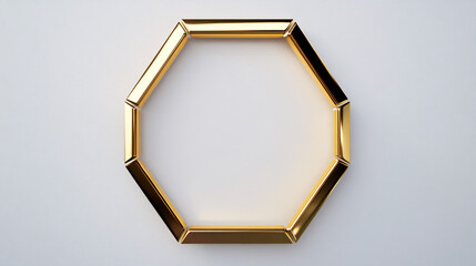 Wall Mural - gold octagon frame on white background minimalist geometric shape 3d illustration render