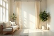 © napak - Sunlit Living Room Interior Design with Minimalist Decor and Neutral Color Palette