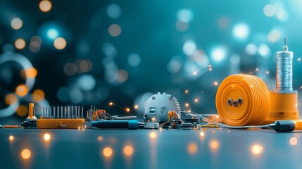 Poster - Industrial equipment and components showcase modern factory product photography high-tech environment close-up view innovation and engineering concepts