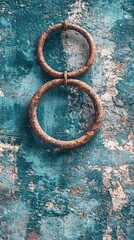 Poster - Rusty metal rings, wall, number eight, textured background, design element