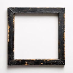 Wall Mural - black and gold distressed wood picture frame isolated on white background