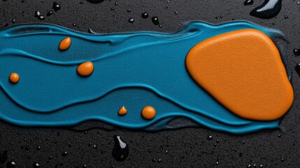 Poster - Abstract Flow of Blue and Orange Paint on Black Surface