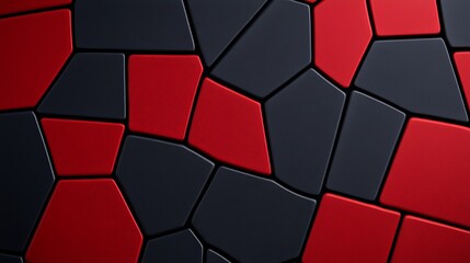 Poster - Abstract Geometric Pattern of Red and Black Tiles with Texture