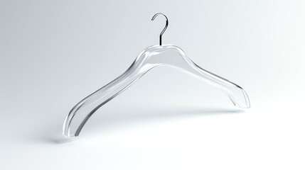 Clear Plastic Clothing Hanger on White Background