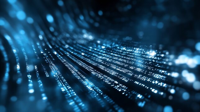 Futuristic digital background with flowing blue light creating a sense of motion and technology innovation : Generative AI