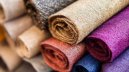 Aufkleber - Vibrant Collection of Linen Fabrics Rolled Neatly in Various Colors Perfect for Sewing Projects : Generative AI