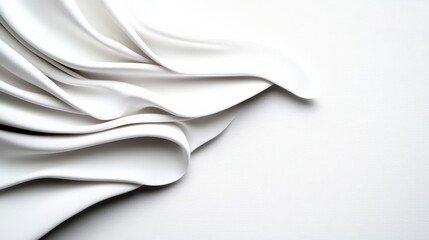 Poster - Flowing White Fabric Textures on Smooth Surface in Soft Light