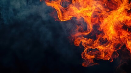 Poster - Bright flames burning intensely against a solid black background creating a dramatic visual effect