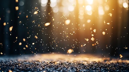 Aufkleber - Sunlight filtering through trees creating a magical atmosphere of floating particles in a serene forest : Generative AI