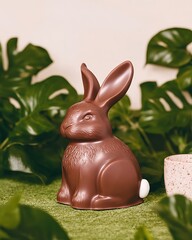 Wall Mural - Chocolate bunny, Easter, studio, plants, spring