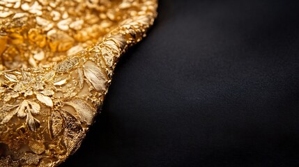 Closeup of a luxurious golden fabric showcasing intricate patterns for highend fashion designs : Generative AI