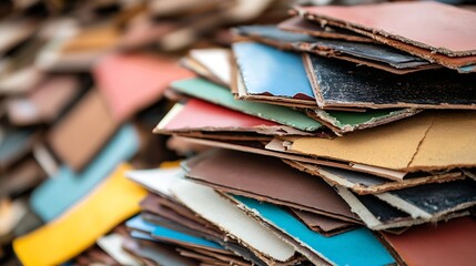 Aufkleber - Variety of Colorful Sample Leather Swatches Piled Together for Crafting and Design Use : Generative AI