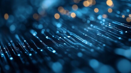 Poster - Abstract closeup image of digital data streams illuminated in blue tones : Generative AI