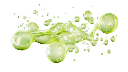 Poster - light green liquid splashing and forming bubbles on transparent background