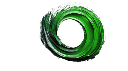 Poster - Green paint stroke creating a circular frame on transparent background