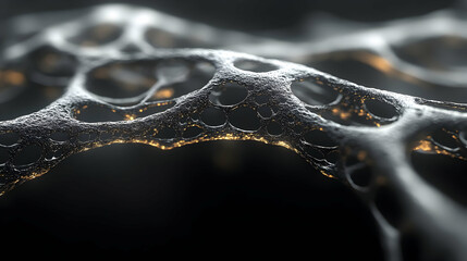 Poster - Abstract grey network structure, glowing edges, dark background. Science background