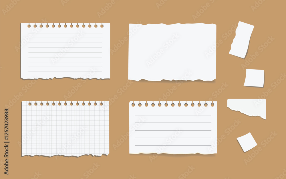 Notebook Paper Ripped Cartoon Torn white paper scraps cartoon illustration set. Ragged square pieces ...