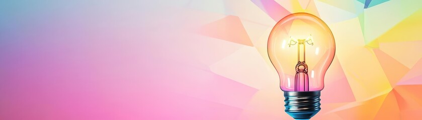 Poster - Light bulb illuminated against a vibrant and colorful abstract background design