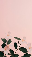 Wall Mural - Pink background, blooming flowers, minimalist design, spring theme, mobile wallpaper