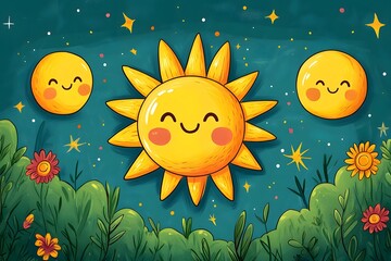 Wall Mural - sun and moon