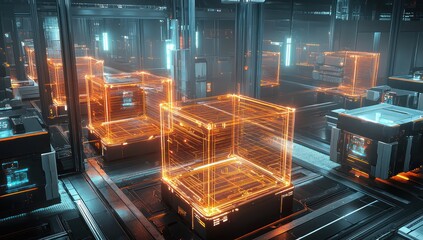 Poster - Smart distribution hub showcasing fluid logistics data pathways, advanced supply chain strategy.