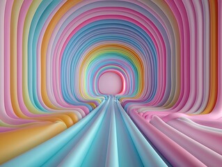 Poster - digital surreal wonderland, neon-infused dream realm, fluid motion neon waves, crystalline rainbow s