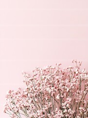 Wall Mural - Pink flowers, pastel background, floral design, greeting card