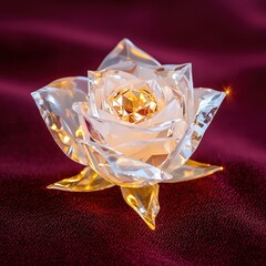 Wall Mural - Close-up of a rose with glowing edges on a dark red canvas