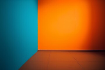 Wall Mural - empty room with orange wall