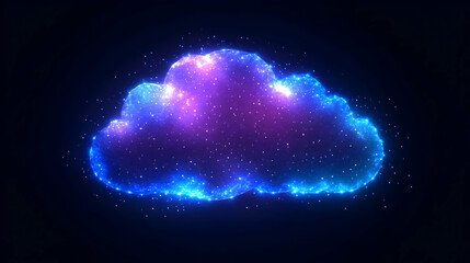 Poster - Glowing Cloud, Digital Art, Dark Background, Technology Concept