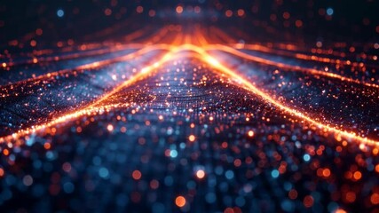 Poster - Glowing neon waves creating dynamic patterns across dark abstract surface