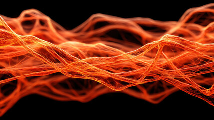 Wall Mural - Collagen Type II and Joint Health Concepts, Glowing orange fibers create dynamic and vibrant visual effect