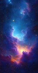 Wall Mural - vibrant celestial nebula in deep space with ethereal light and soft brush strokes