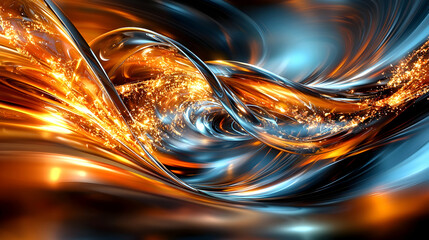 Poster - Abstract swirling metallic liquid, energy, background