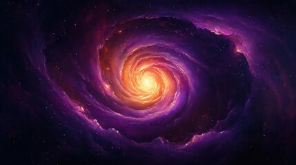 Wall Mural - vibrant purple and gold swirling galaxy in impressionist style with dreamy atmosphere and cosmic lig