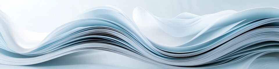 Poster - Abstract Blue Paper Waves:  Curving Layers, Textured Sheets, Flowing Design,  Elegant Texture, Smooth Surface,  Artistic Background, Soft Hues,  Subtle Gradient, Minimalist Style,  Paper Craft