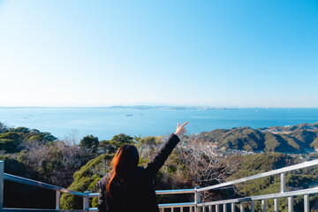 Wall Mural - 鋸山の美しい海と山の風景