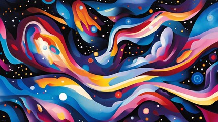 Wall Mural - an abstract night sky filled with dynamic star shapes and colors