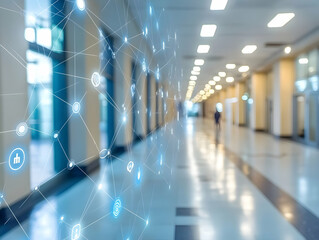 Poster - Network connections in modern hallway
