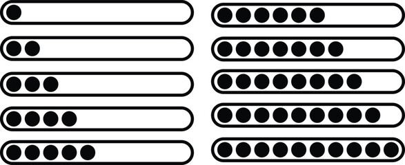 Poster - Loading black icons vectors set. Download upload progress bar sign symbols buttons. System software update and upgrade concept. Website design elements illustration isolated on transparent background.