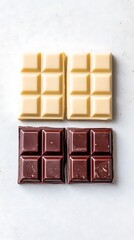 Wall Mural - White and dark chocolate bars on marble