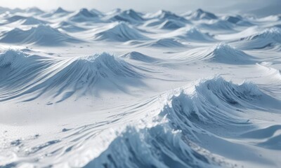 Icy, frosty atmosphere with a wavy pattern in shades of white and blue, pattern, white