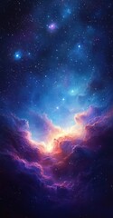 Wall Mural - vibrant celestial nebula in impressionist style with ethereal light and dreamy atmosphere