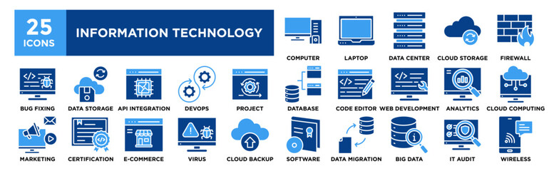 Information Technology icon collection set. Containing design digital, tech, technology, information, computer, internet	