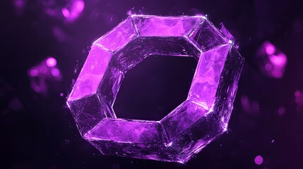 Poster - Glowing purple octagonal crystal against a dark background with shimmering effects at twilight