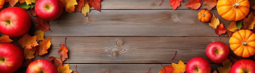 Aufkleber - A decorative frame composed of fresh apples and vibrant green leaves on a white background