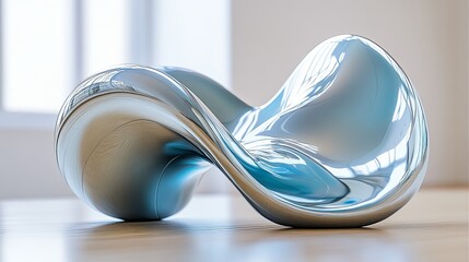 Poster - Innovative modern chair design showcasing fluid shapes and glossy finish in an airy interior space