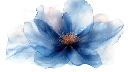 Sticker - blue abstract flower isolated on white background